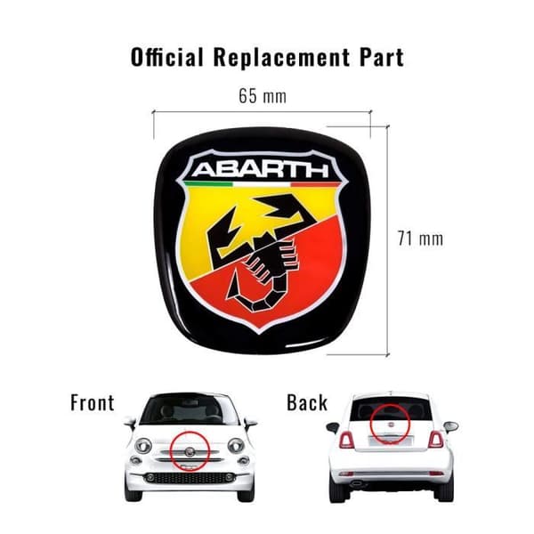 3D Abarth officiella ersättningslogodekal för Fiat 500