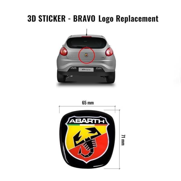 3D Abarth officiella ersättningslogodekal för Fiat Bravo, bak