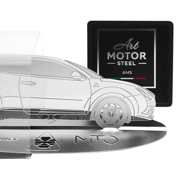 Modellskala - Alfa Romeo - Mito - Rostfritt stål - Graverad siluett - Transparent vitrinskåp