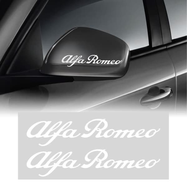 Klistermärken - Alfa Romeo - Sidospeglar/Dörrhandtag - Vit - 10 cm - 2 Stycken