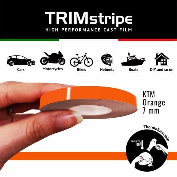 Självhäftande remsor - KTM - Orange - 7 mm x 10 mt - Termoformbar - Väderbeständig