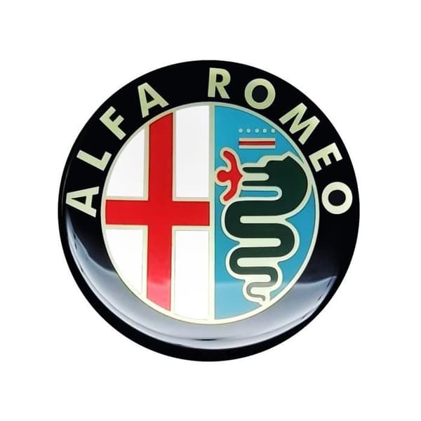 3D Klistermärke - Alfa Romeo - Logo 80-tal - Diameter 58 mm - Flexibelt - Glänsande