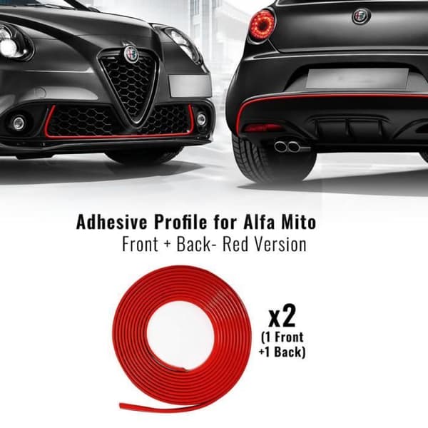 Självhäftande profil - Alfa Romeo - Mito - Röd - 2 "Easy Cleaner Pro" handdukar - Passar till stötfångaren