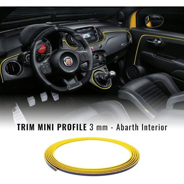 Självhäftande profil - Fiat - 500 Abarth - Gul - 3 mm x 300 cm - Mjuk och elastisk