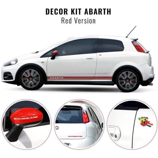 Linjär dekorationssats för Punto Abarth bil, röd