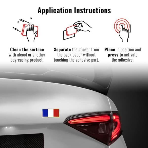 3D France Flag Sticker, 88 x 40 mm