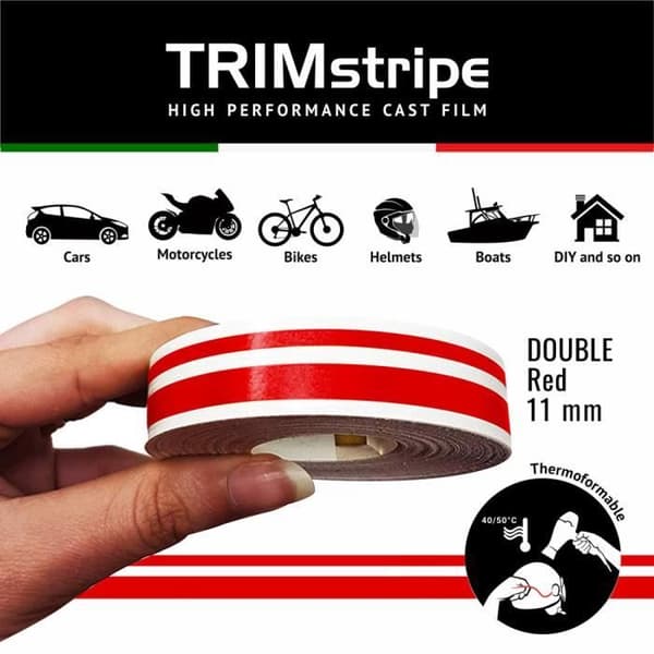 Självhäftande remsor - Trimband - Röd - 11 mm x 10 mt - Termoformbar - Väderbeständig