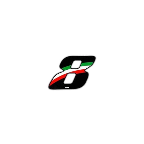 Klistermärke nummer 8 nummer självhäftande motorcykel, svart Italien flagga, 27 x 37 mm