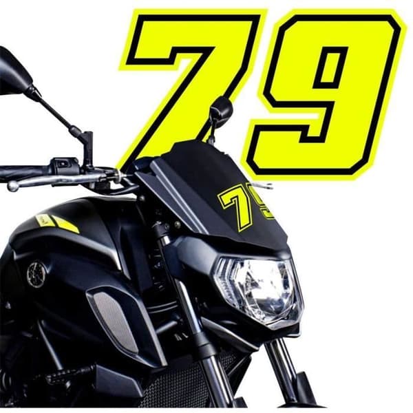 Dekal - GP - Nummer 1 - Fluorescerande gul - Höjd 10 cm - Motorcykellim