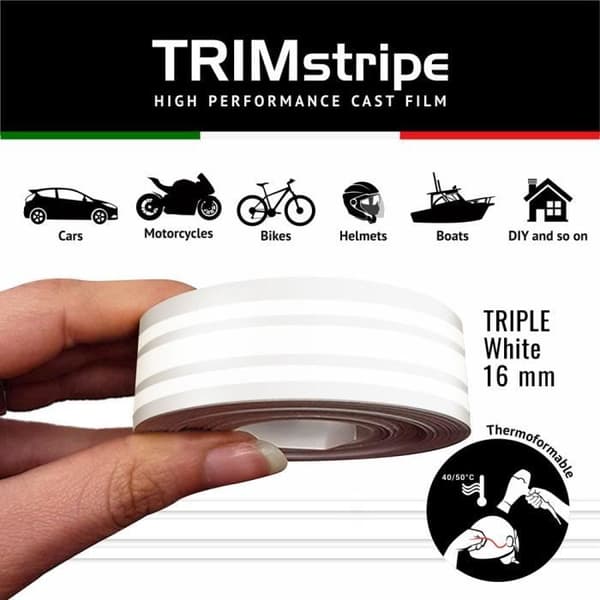 Trimband Trippelhäftande remsor för bilar, vit, 16 mm x 10 mt
