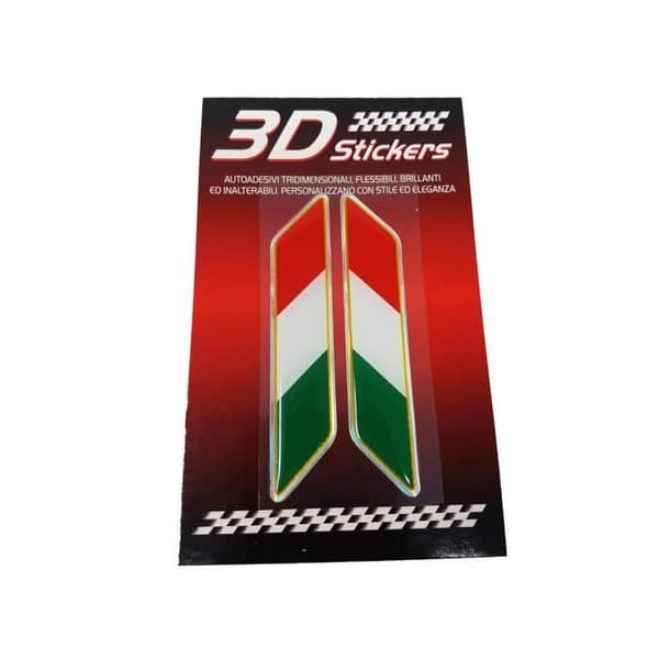 3D-klistermärke Italienska flaggor lutande, höger och vänster, 80 x 16 mm