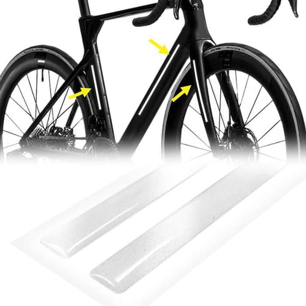 3D reflekterande självhäftande remsor för cykelram, vit, 1 x 30 cm, 2 stycken
