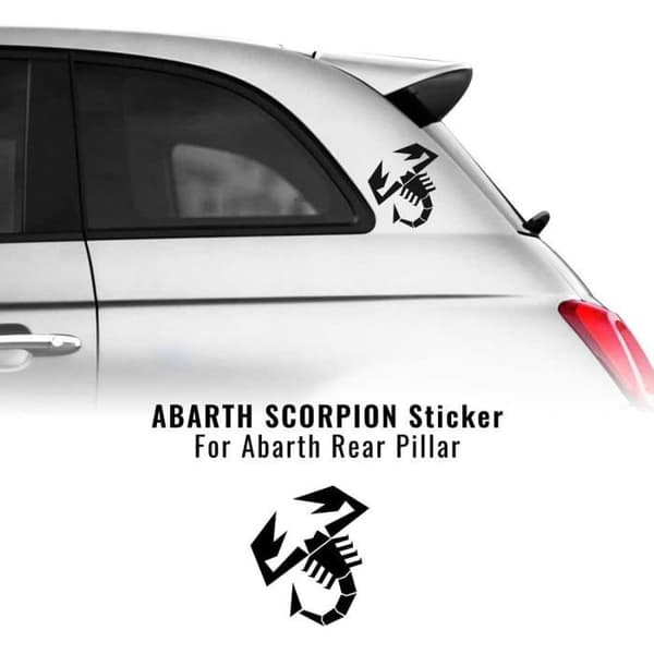 Klistermärke - Abarth - Fiat 500 Abarth - Svart - 120 mm - High definition