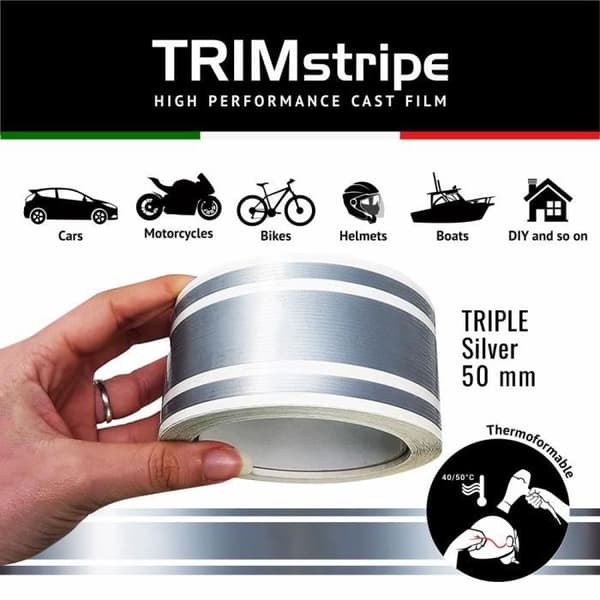 Självhäftande remsor - Trimband - Silver - 50 mm x 10 mt - Termoformbar - Väderbeständig
