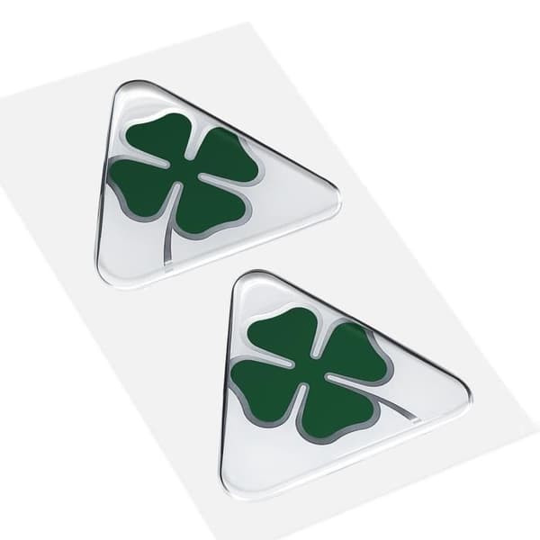3D-dekal Alfa Romeo Official Quadrifoglio Verde Fyrklöver Grön, höger och vänster, 85 x 95 mm