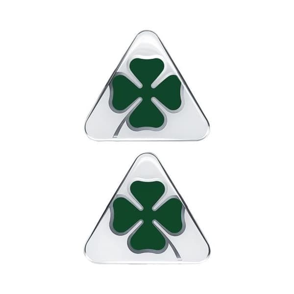 3D-dekal Alfa Romeo Official Quadrifoglio Verde Fyrklöver Grön, höger och vänster, 85 x 95 mm