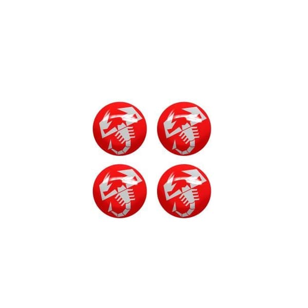 3D-dekal - Abarth - Skorpion - Röd - Diameter 9 mm - 4 stycken