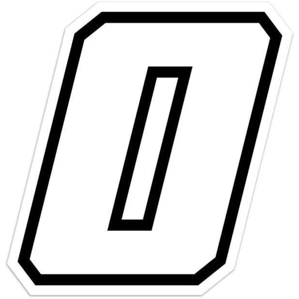 Klistermärke - GP - Nummer 0 - Vit - Höjd 10 cm - Hög motståndskraft