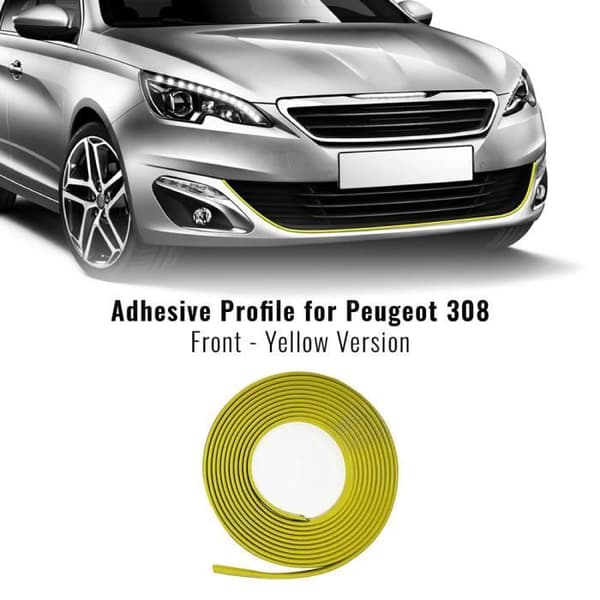 Främre självhäftande profil för Peugeot 308 bil, gul