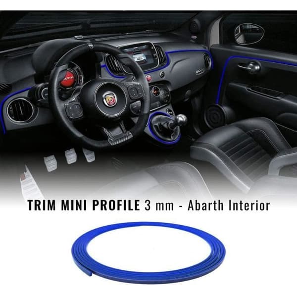 Självhäftande profil - Fiat - 500 Abarth - Blå - 3 mm x 300 cm - Mjuk och elastisk
