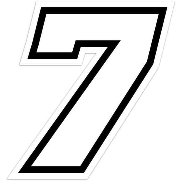Klistermärke - GP - Nummer 7 - Vit - Höjd 10 cm - Vidhäftningsbeständig