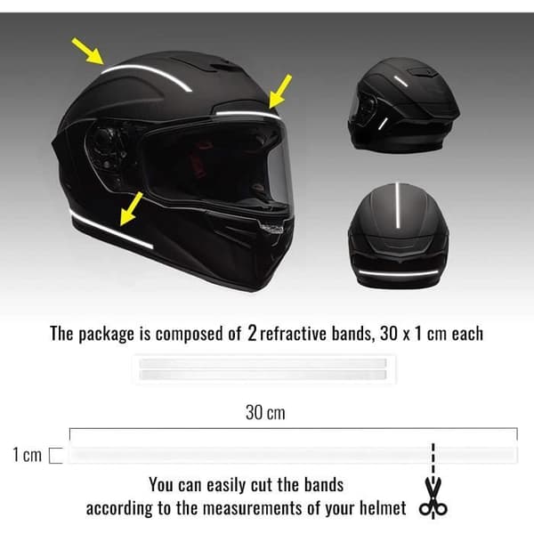 Reflekterande Tejp - Ej specificerad - 1 x 30 cm - 2 Stycken - Vit - För Motorcykel