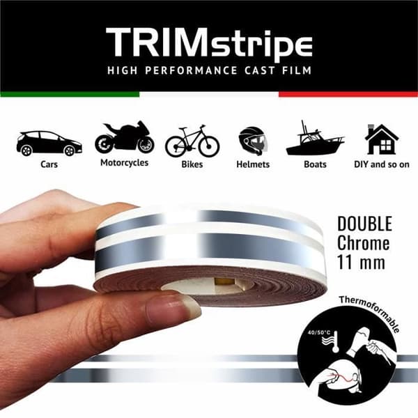 Klistret Band - Trim Stripes - Krom - 11 mm x 10 mt - Hållbara - Självhäftande