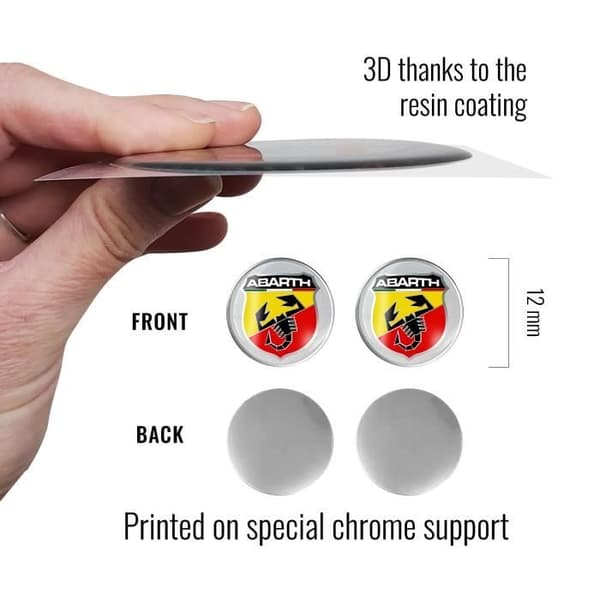 Abarth Official Badge 3D-dekal, diameter 12 mm, 2 stycken
