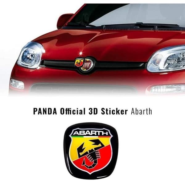 3D-dekal - Abarth - Fiat Panda-logotyp - Röd - 71x65 mm - Flexibel och hållbar