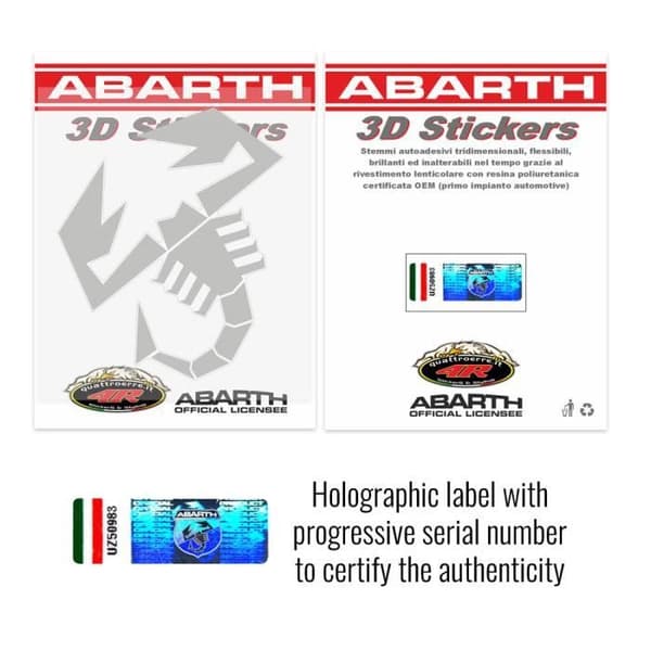 Autocollant - Abarth - Silver Scorpion - 160 mm - Hög Upplösning - Hållbar