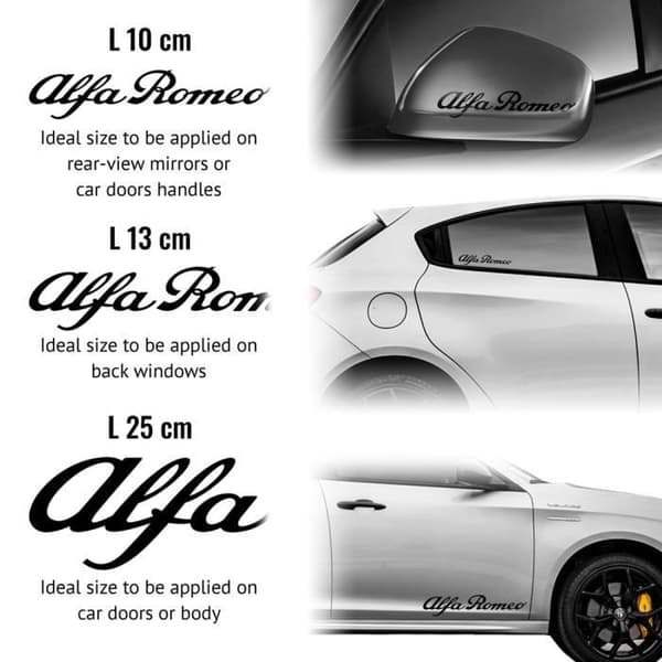 Autocollant - Alfa Romeo - Rétroviseurer/Handtag - Silver - 10 cm - 2 Stycken