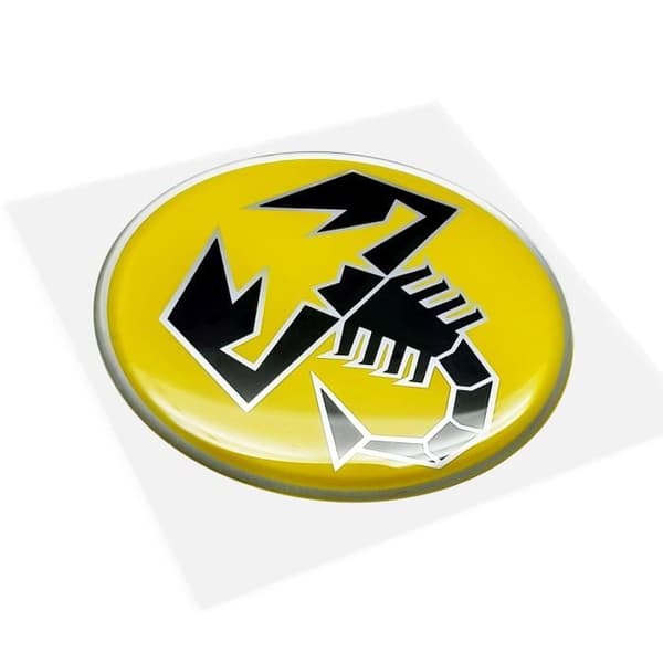 3D-dekal - Abarth - Skorpion - Gul - Diameter 44 mm - Officiell