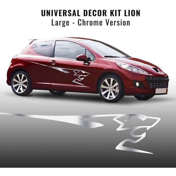 Självhäftande dekorationssats - Peugeot - 207 - Krom - 220 cm - 2 stycken