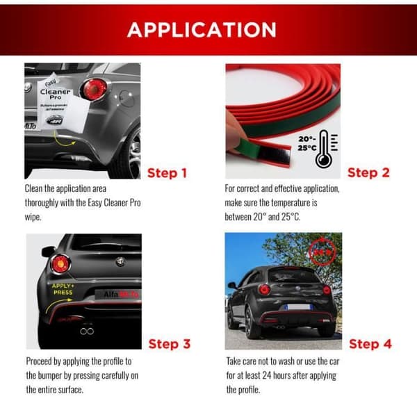 Självhäftande profil - Alfa Romeo - Mito - Blå - 2 "Easy Cleaner Pro" handdukar - Passar till stötfångaren