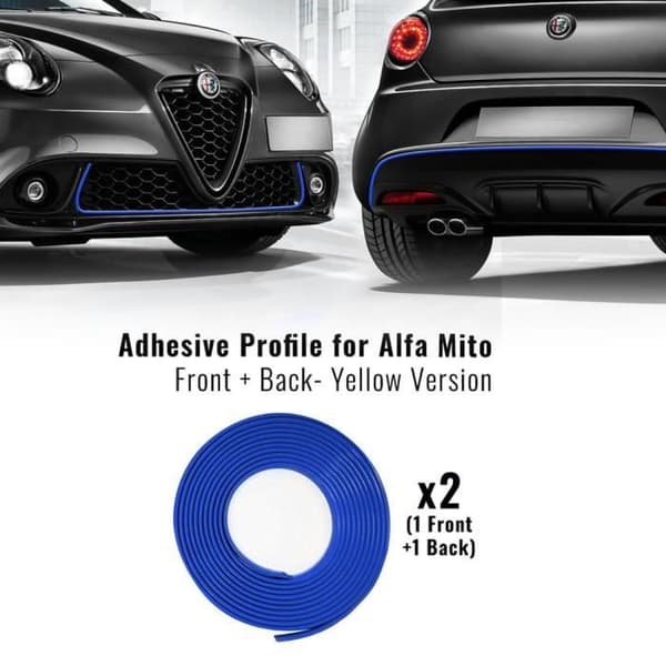 Självhäftande profil - Alfa Romeo - Mito - Blå - 2 "Easy Cleaner Pro" handdukar - Passar till stötfångaren
