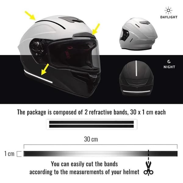 Reflekterande Tejpbitar - Ej specificerat - 1 x 30 cm - 2 Bit - Svart - Motorcykelsäkerhet