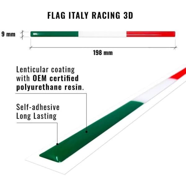 3D självhäftande remsa Italien Flagga för bakre Alfa Mito