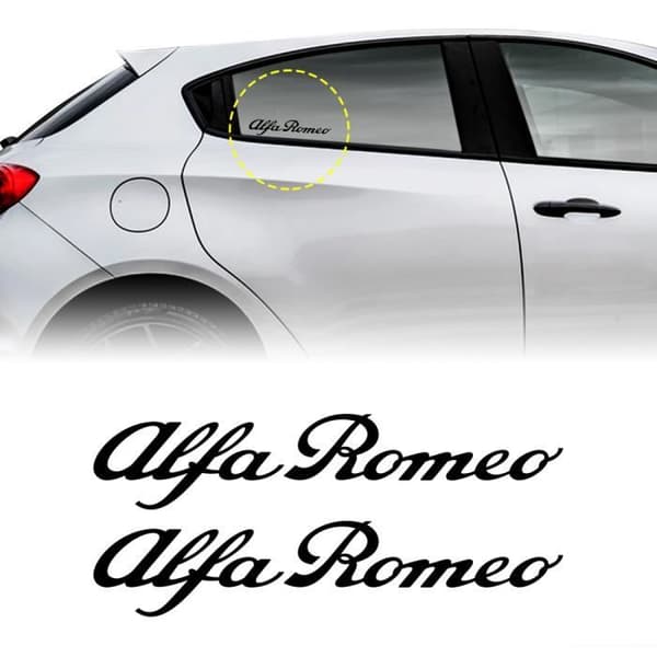 Autocollants - Alfa Romeo - 13 cm - Svart - 2 Stycken - Enkelt att applicera