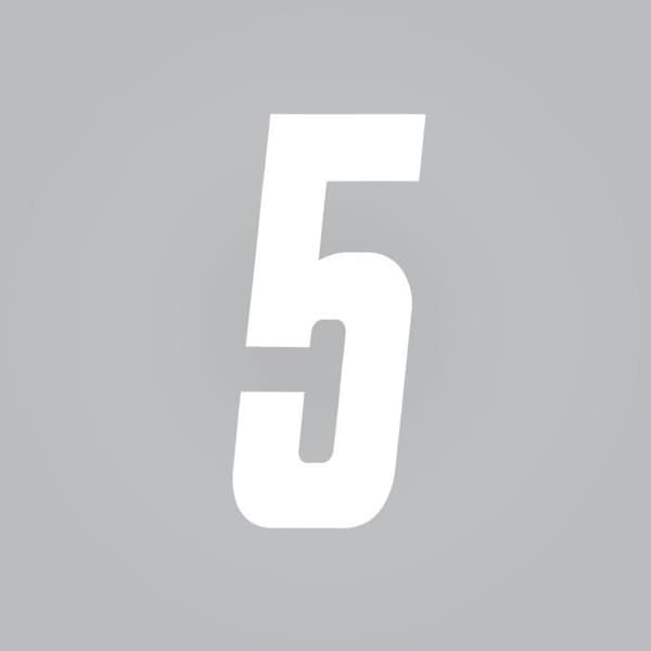 Autocollant - Nummer 5 - Kors - Vit - Pack om 3 - Höjd 15 cm