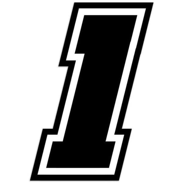 Klistermärke - GP - Nummer 1 - Svart - Höjd 10 cm - Motorcykellim