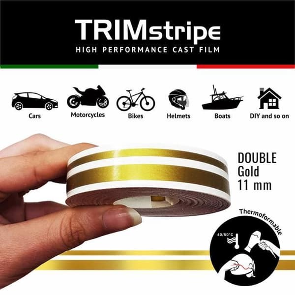 Trim Stripes dubbla självhäftande remsor för bilar, guld, 11 mm x 10 mt