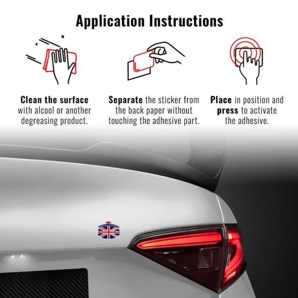 3D Sticker Sticker Emblem UK Storbritannien, 73 x 55 mm