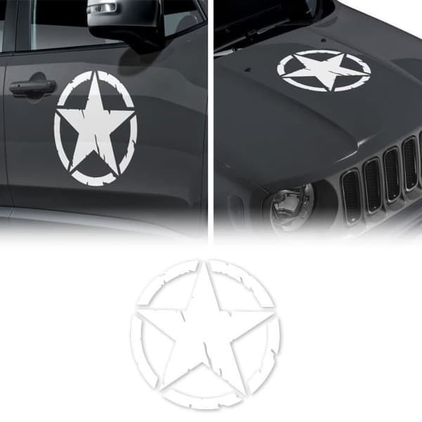 Klistermärken Klistermärken - Army Star - Jeep Renegade - Vit - Diameter 33 cm - 2 Styck