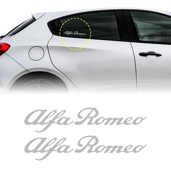 Alfa Romeo-klistermärken för fönster eller kaross, Silver, 13 cm, 2 st