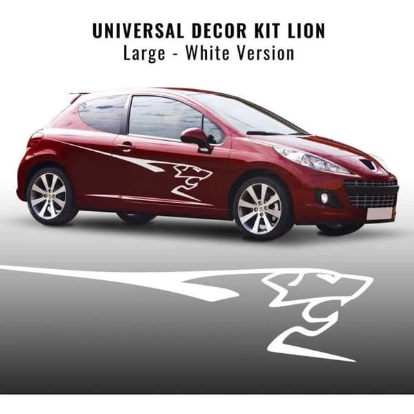 Självhäftande dekorationssats - Peugeot - 207 - 2 delar - 220 cm - Vit