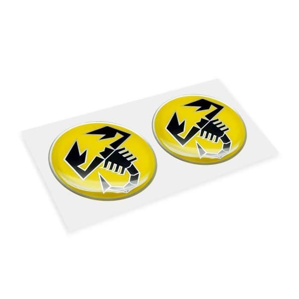 3D-dekal - Abarth - Skorpion - Gul - Diameter 21 mm - 2 stycken