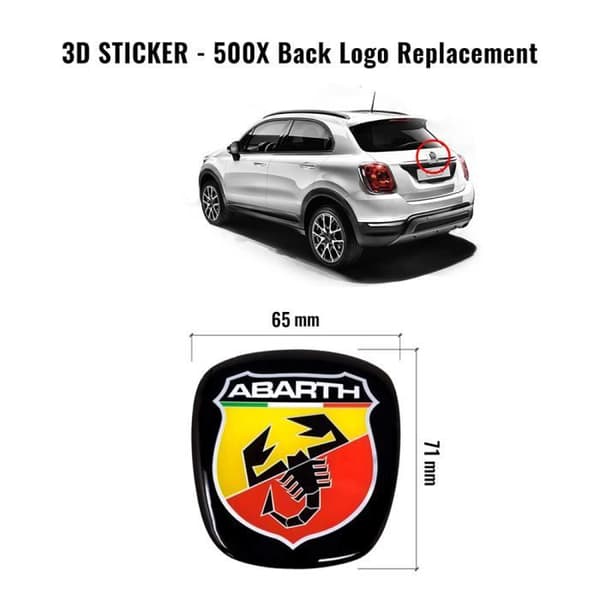 3D Abarth officiella ersättningslogodekal för Fiat 500X, bak