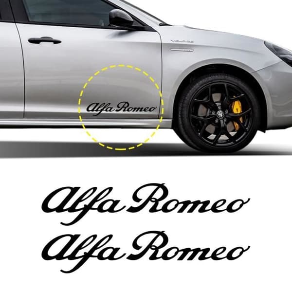 Klistermärken - Alfa Romeo - 25 cm - Svart - 2 delar - Enkel applicering