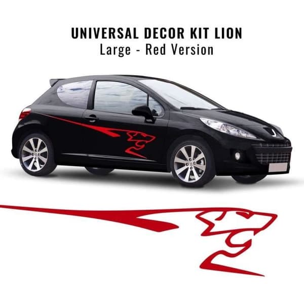 Självhäftande dekorationssats - Peugeot - 207 - Röd - 220 cm - 2 stycken