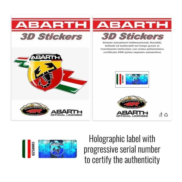3D-dekal - Abarth - Lightning Badge - 50 mm - Flexibel - UV-beständig